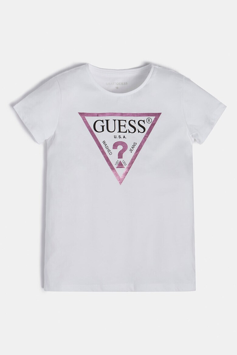 GUESS JEANS Tricou de bumbac cu imprimeu logo metalizat - Pled.ro