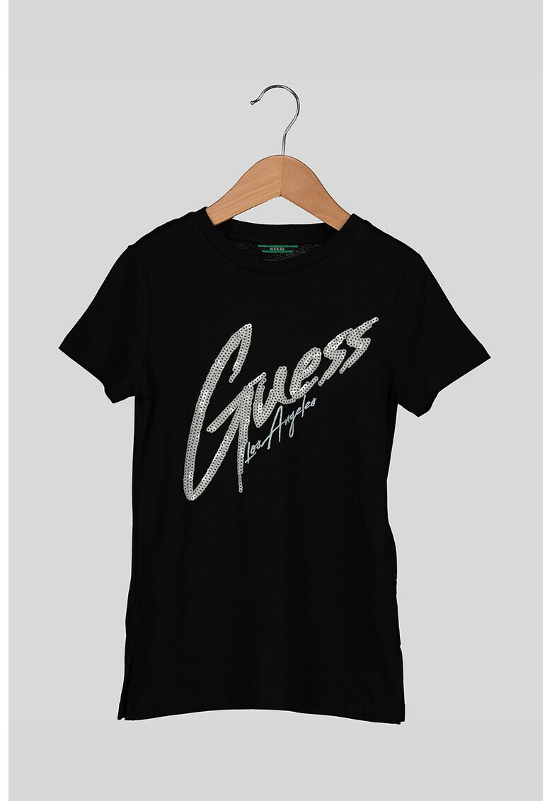 GUESS JEANS Tricou din amestec de modal cu logo cu paiete - Pled.ro