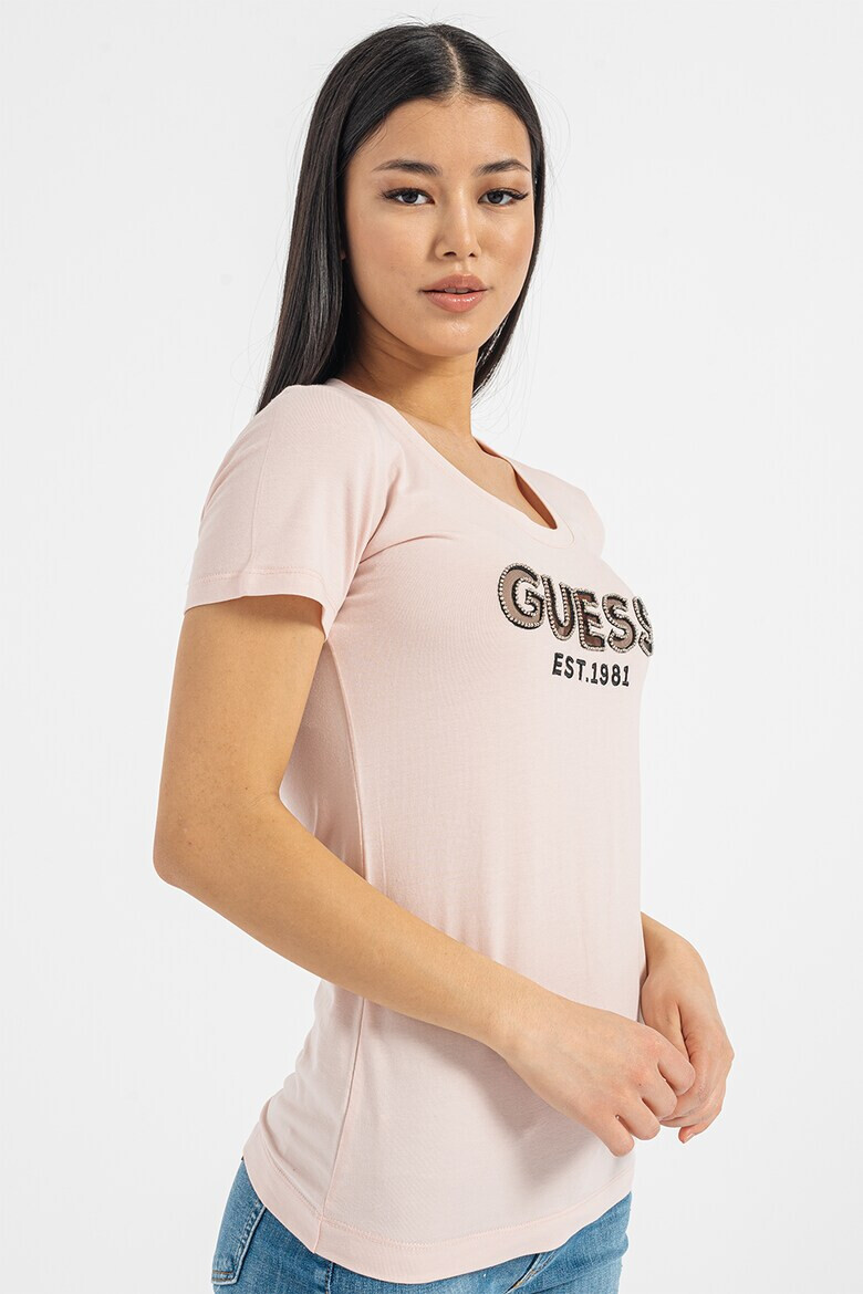 GUESS Tricou slim fit cu aplicatie logo din strasuri - Pled.ro