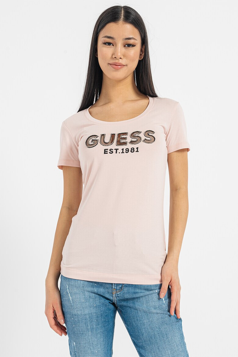 GUESS Tricou slim fit cu aplicatie logo din strasuri - Pled.ro