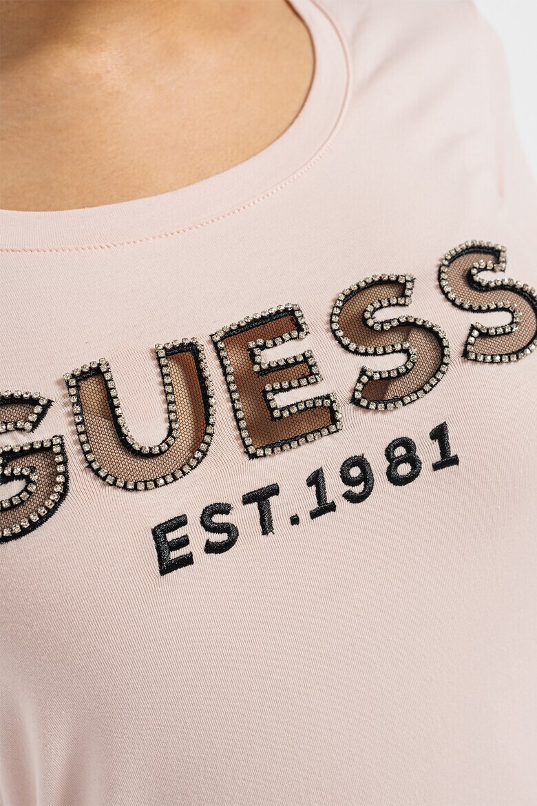 GUESS Tricou slim fit cu aplicatie logo din strasuri - Pled.ro