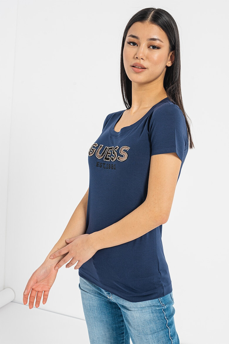 GUESS Tricou slim fit cu aplicatie logo din strasuri - Pled.ro