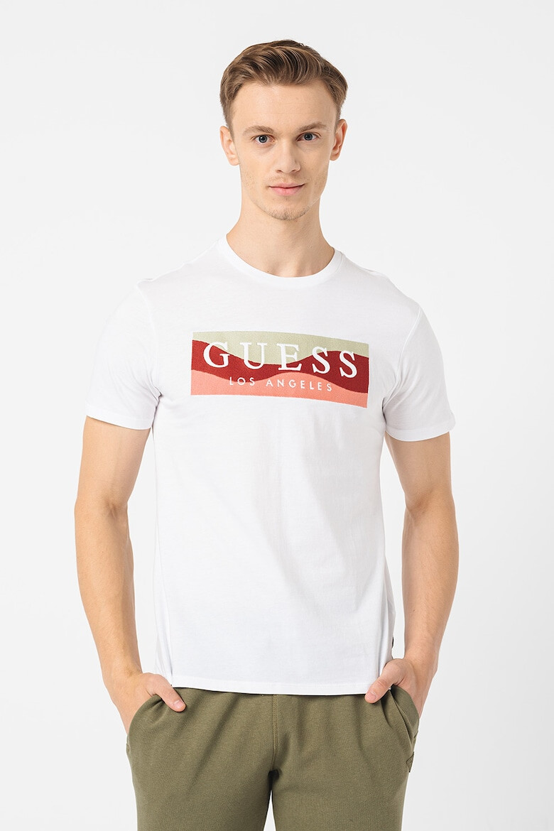 GUESS JEANS Tricou slim fit cu decolteu la baza gatului - Pled.ro