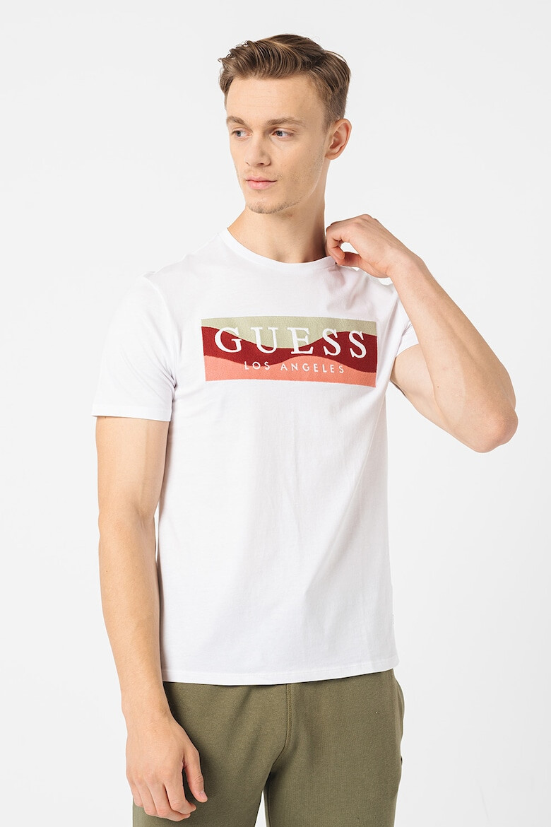 GUESS JEANS Tricou slim fit cu decolteu la baza gatului - Pled.ro