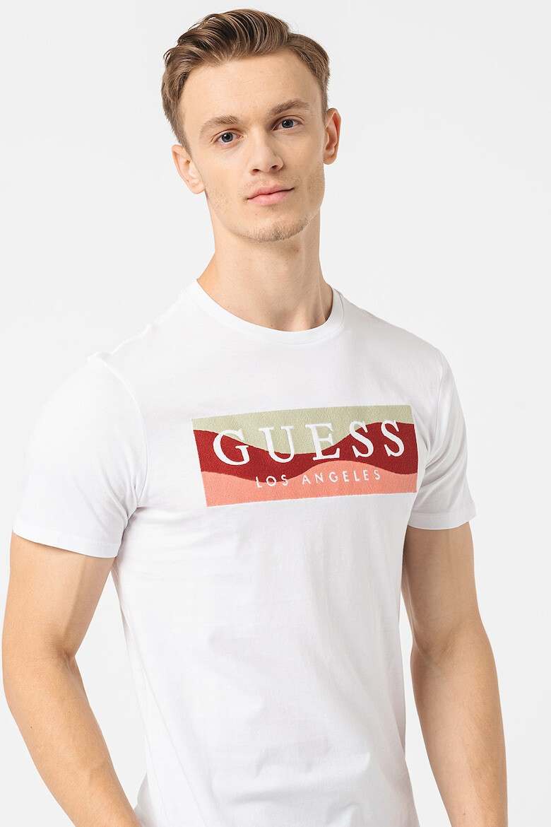 GUESS JEANS Tricou slim fit cu decolteu la baza gatului - Pled.ro