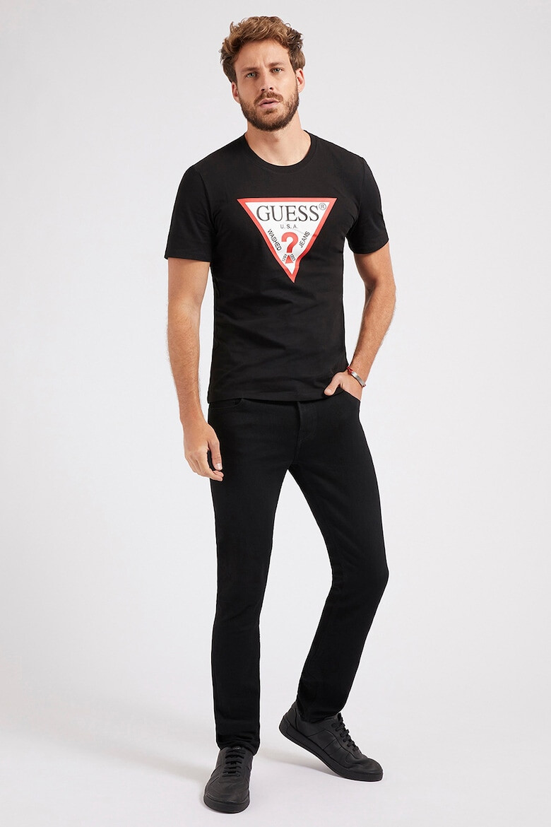 GUESS Tricou slim fit cu imprimeu logo triunghiular supradimensionat - Pled.ro