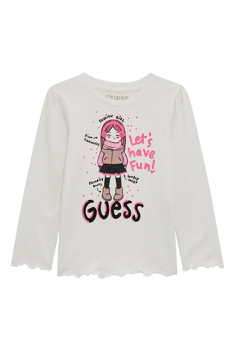 GUESS KIDS Bluza cu impriemu grafic si terminatii valurite - Pled.ro