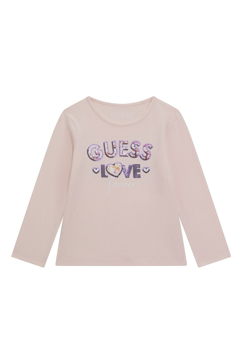 GUESS KIDS Bluza cu model logo si decolteu rotund - Pled.ro