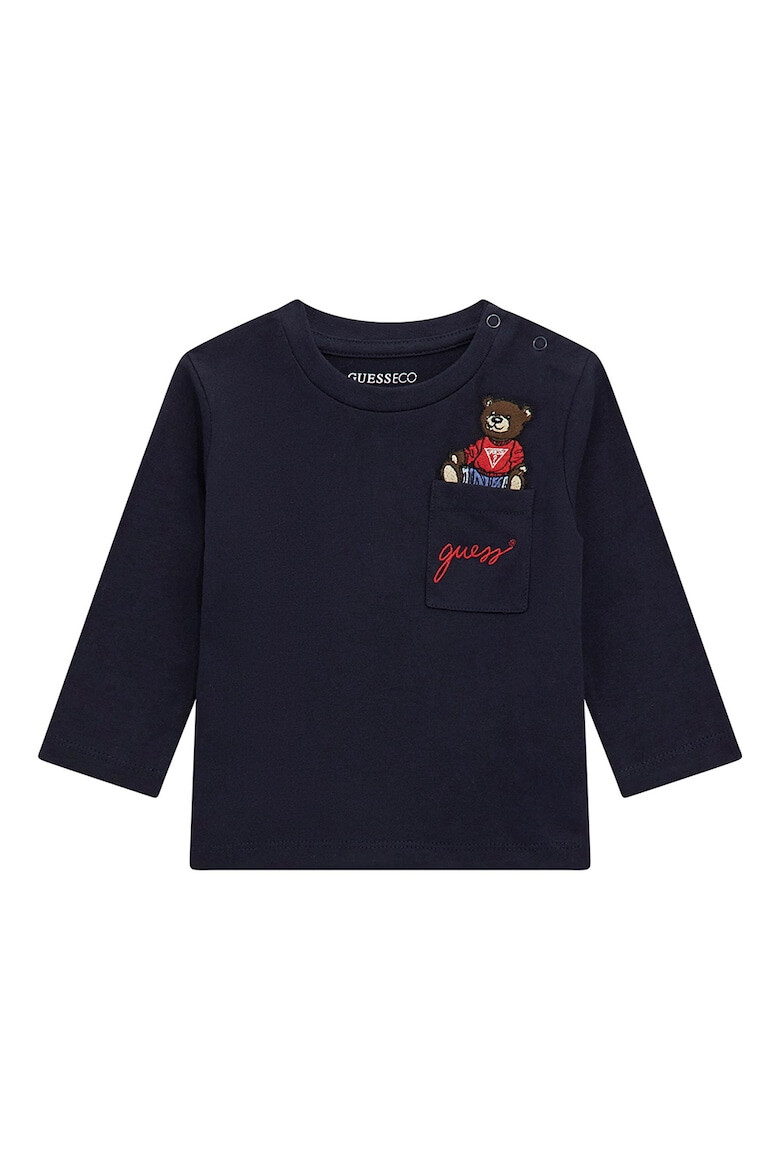 GUESS KIDS Bluza de bumbac cu ursulet brodat - Pled.ro