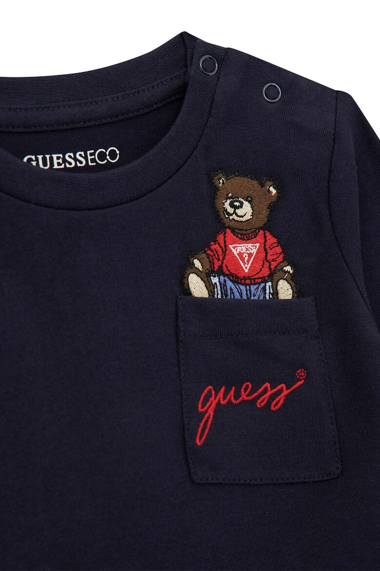 GUESS KIDS Bluza de bumbac cu ursulet brodat - Pled.ro