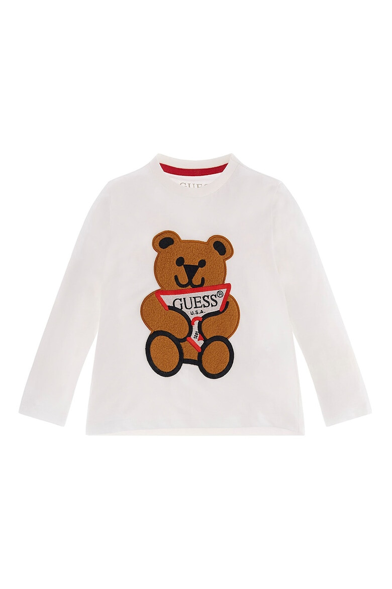 GUESS KIDS GUESS Bluza cu decolteu la baza gatului si logo brodat - Pled.ro