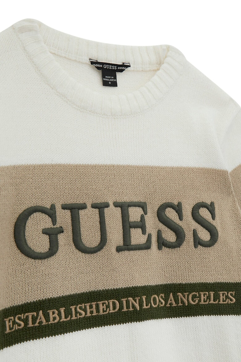 GUESS KIDS GUESS Pulover cu logo brodat si decolteu la baza gatului - Pled.ro