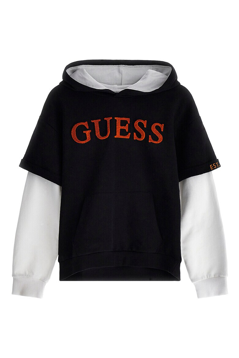 GUESS KIDS Hanorac cu logo in relief si maneci contrastante - Pled.ro