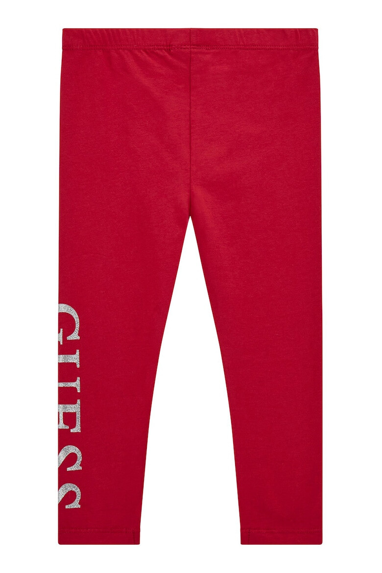 GUESS KIDS Pantaloni din amestec de bumbac cu imprimeu logo metalizat - Pled.ro