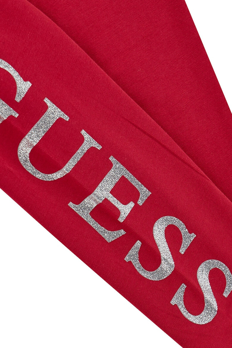 GUESS KIDS Pantaloni din amestec de bumbac cu imprimeu logo metalizat - Pled.ro