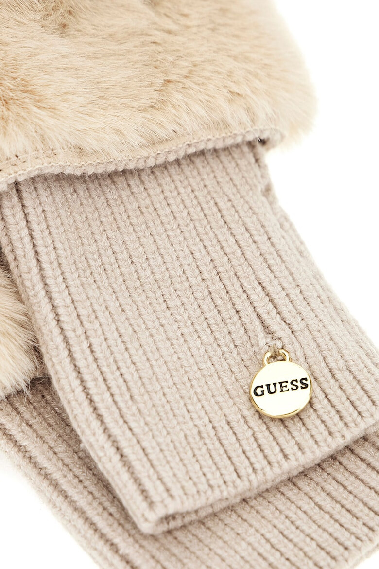 GUESS Manusi din tricot cu garnitura de blana sintetica - Pled.ro