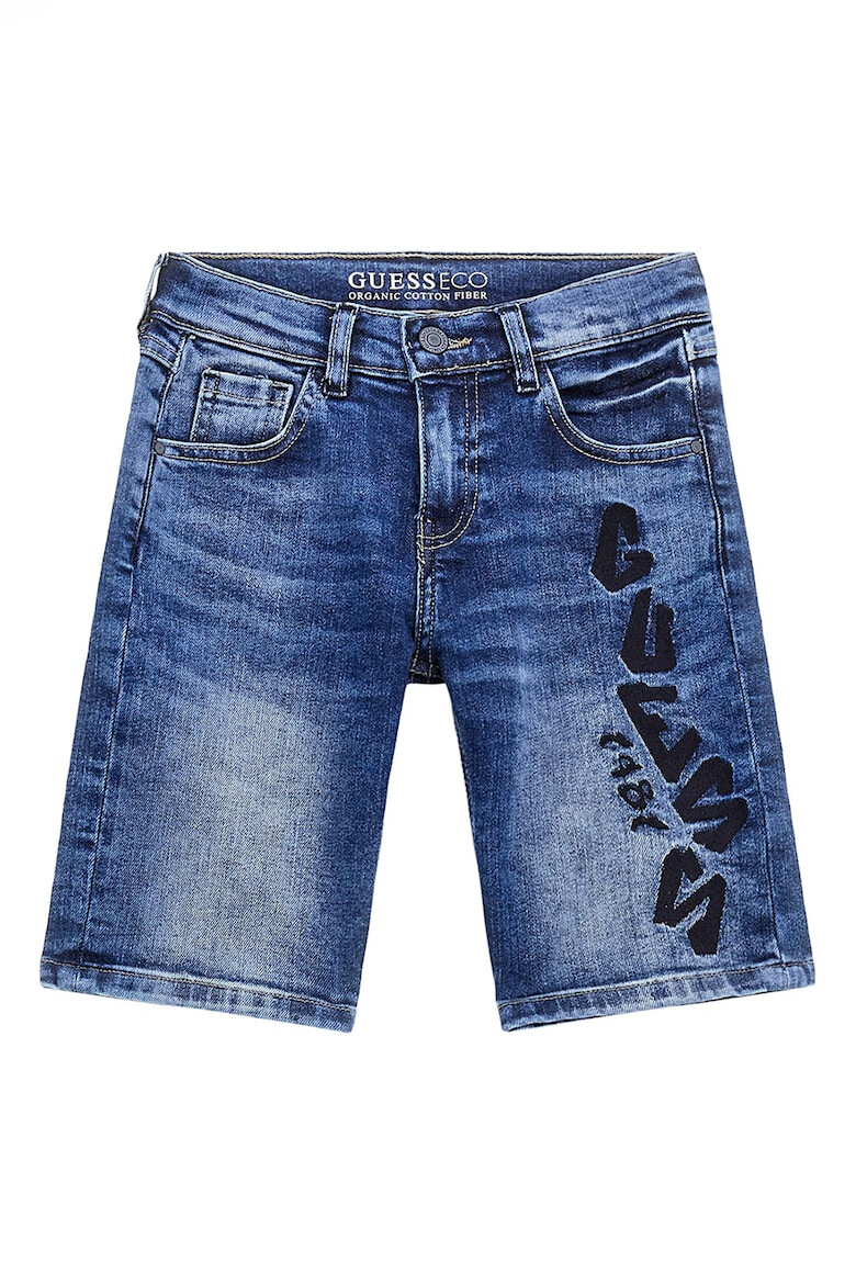 GUESS KIDS Guess Pantaloni scurti cu aspect decolorat si logo brodat - Pled.ro