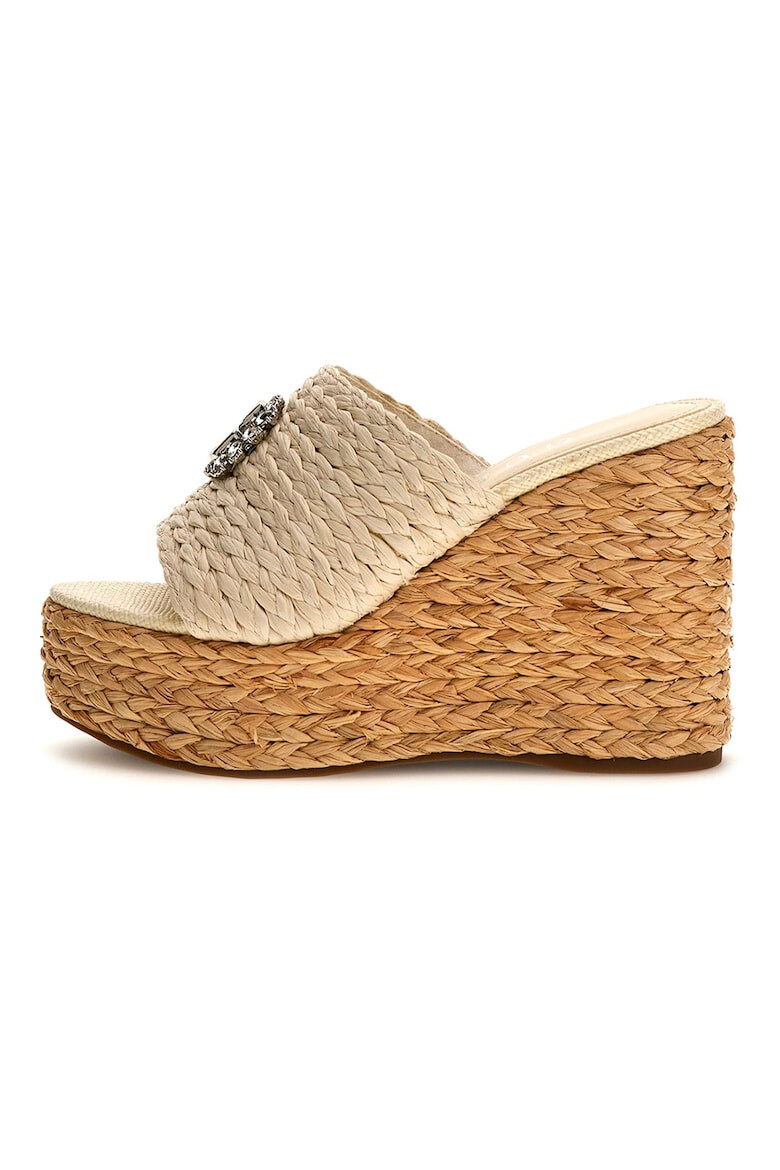 GUESS Papuci wedge cu toc si aplicatie logo metalica - Pled.ro