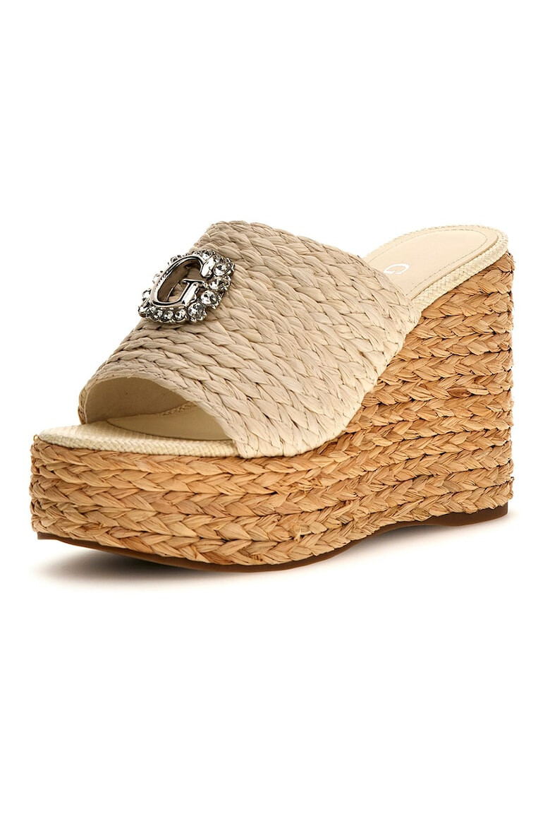 GUESS Papuci wedge cu toc si aplicatie logo metalica - Pled.ro