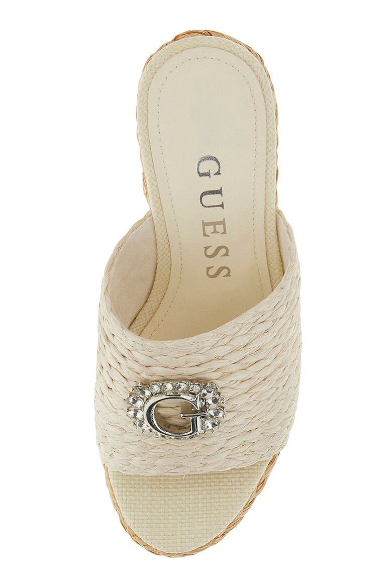 GUESS Papuci wedge cu toc si aplicatie logo metalica - Pled.ro