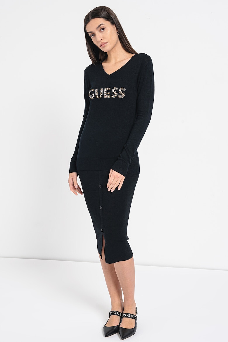 GUESS Pulover tricotat fin din amestec de viscoza - Pled.ro