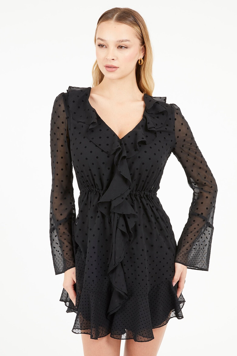 GUESS Rochie mini evazata cu volane - Pled.ro