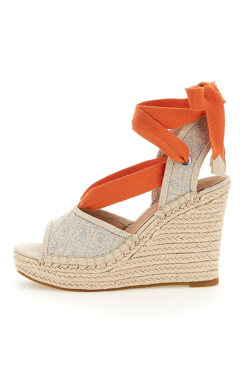 GUESS Sandale-espadrile wedge cu monograme brodate - Pled.ro