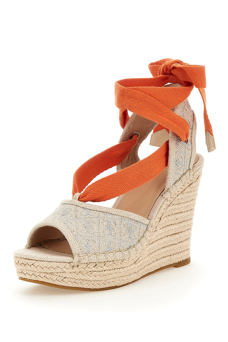 GUESS Sandale-espadrile wedge cu monograme brodate - Pled.ro