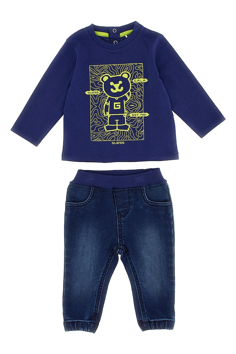 GUESS Set de bluza sport cu imprimeu si blugi cu banda elastica in talie - 2 piese - Pled.ro