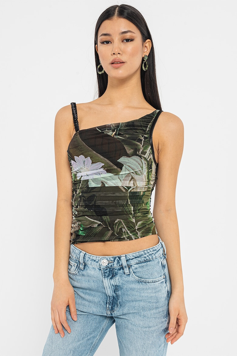 GUESS Top cu imprimeu floral si decolteu asimetric Dina - Pled.ro