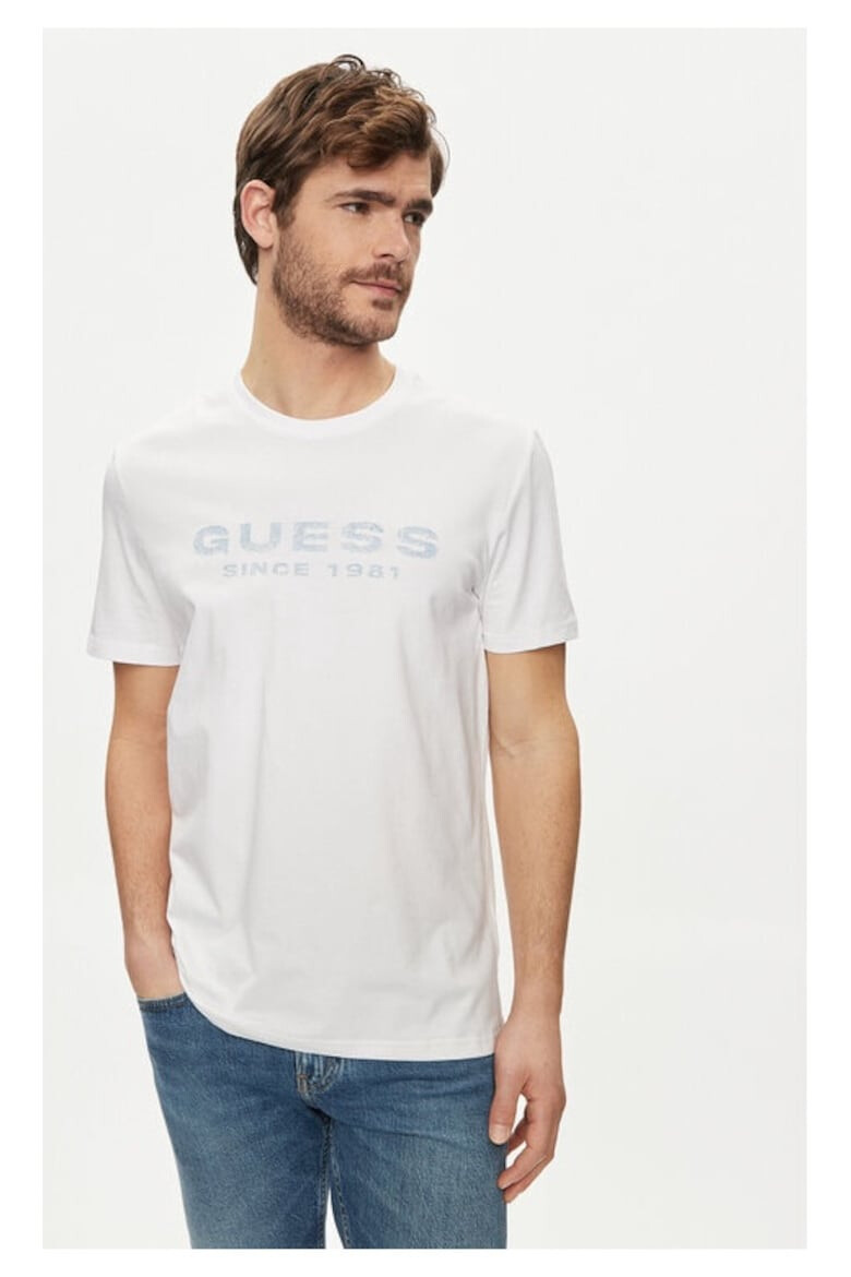 GUESS Tricou barbati 515119 Alb Bumbac - Pled.ro