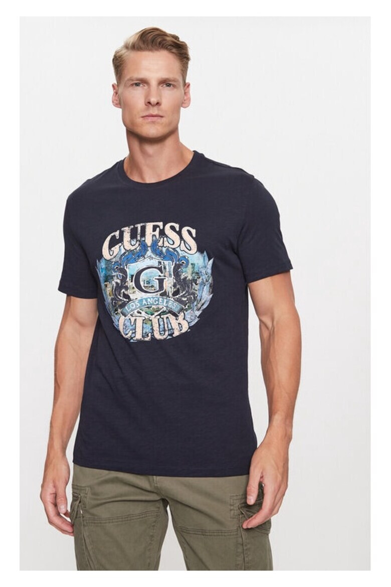 GUESS Tricou barbati 978236 Bleumarin Bumbac - Pled.ro