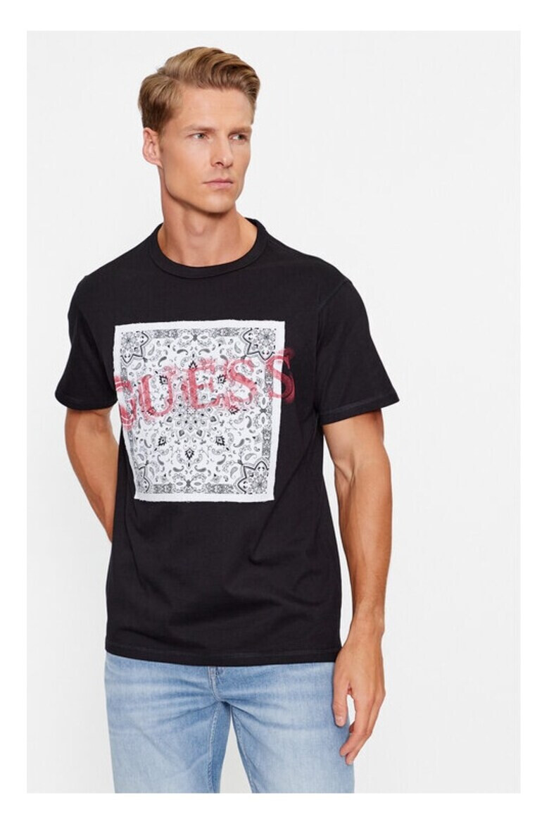 GUESS Tricou barbati 978847 Negru Bumbac - Pled.ro