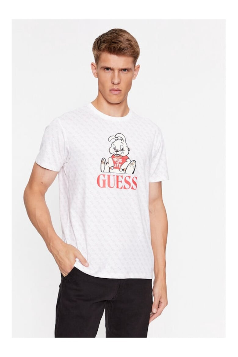 GUESS Tricou barbati 978922 Alb Bumbac - Pled.ro