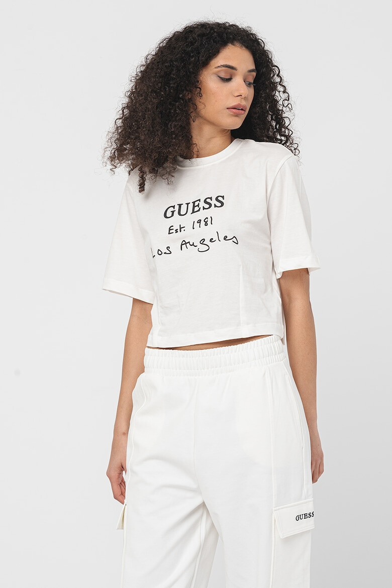 GUESS Tricou crop cu imprimeu pentru fitness - Pled.ro