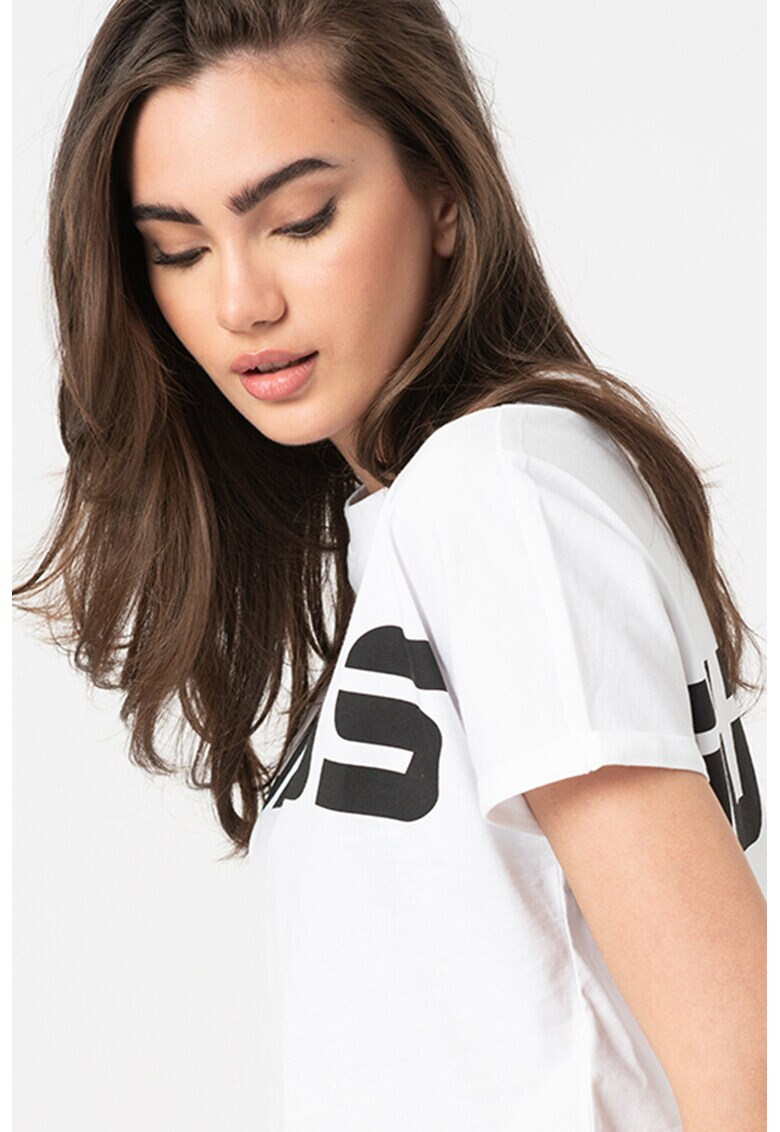 Guess Tricou crop cu logo supradimensionat - Pled.ro