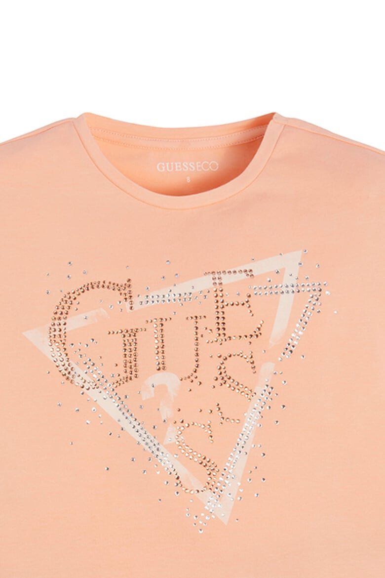 GUESS Tricou cu decolteu la baza gatului decorat cu strasuri - Pled.ro