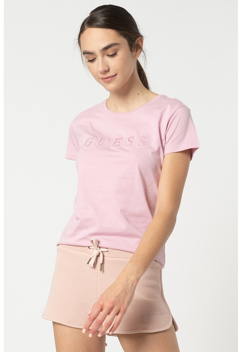 Guess Tricou cu decolteu la baza gatului si broderie logo - Pled.ro