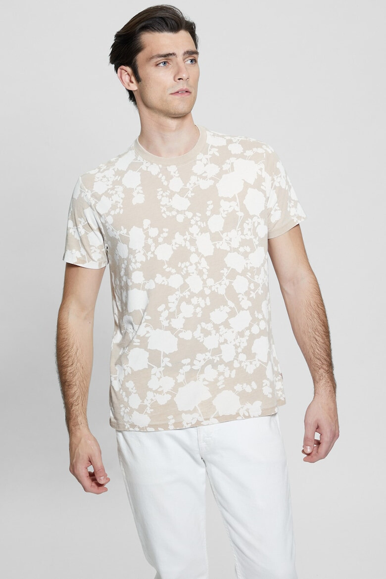 GUESS Tricou cu decolteu la baza gatului si imprimeu floral - Pled.ro