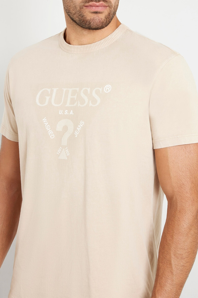 GUESS Tricou cu decolteu la baza gatului si imprimeu logo - Pled.ro