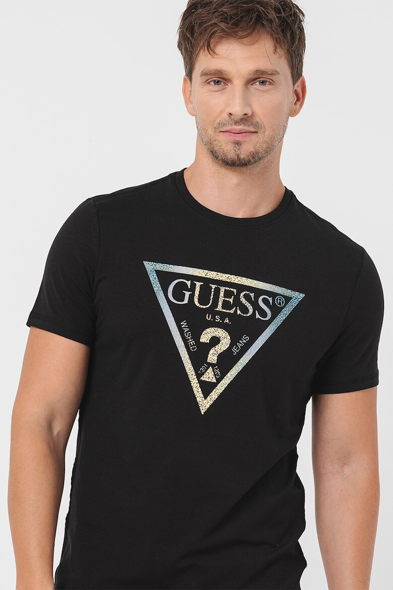 GUESS Tricou cu decolteu la baza gatului si imprimeu logo - Pled.ro