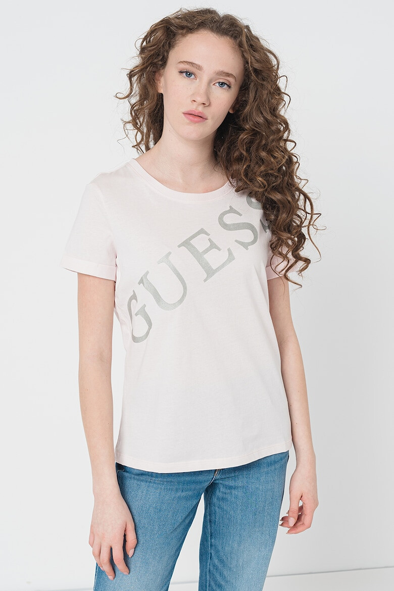 GUESS Tricou cu decolteu la baza gatului si imprimeu logo - Pled.ro