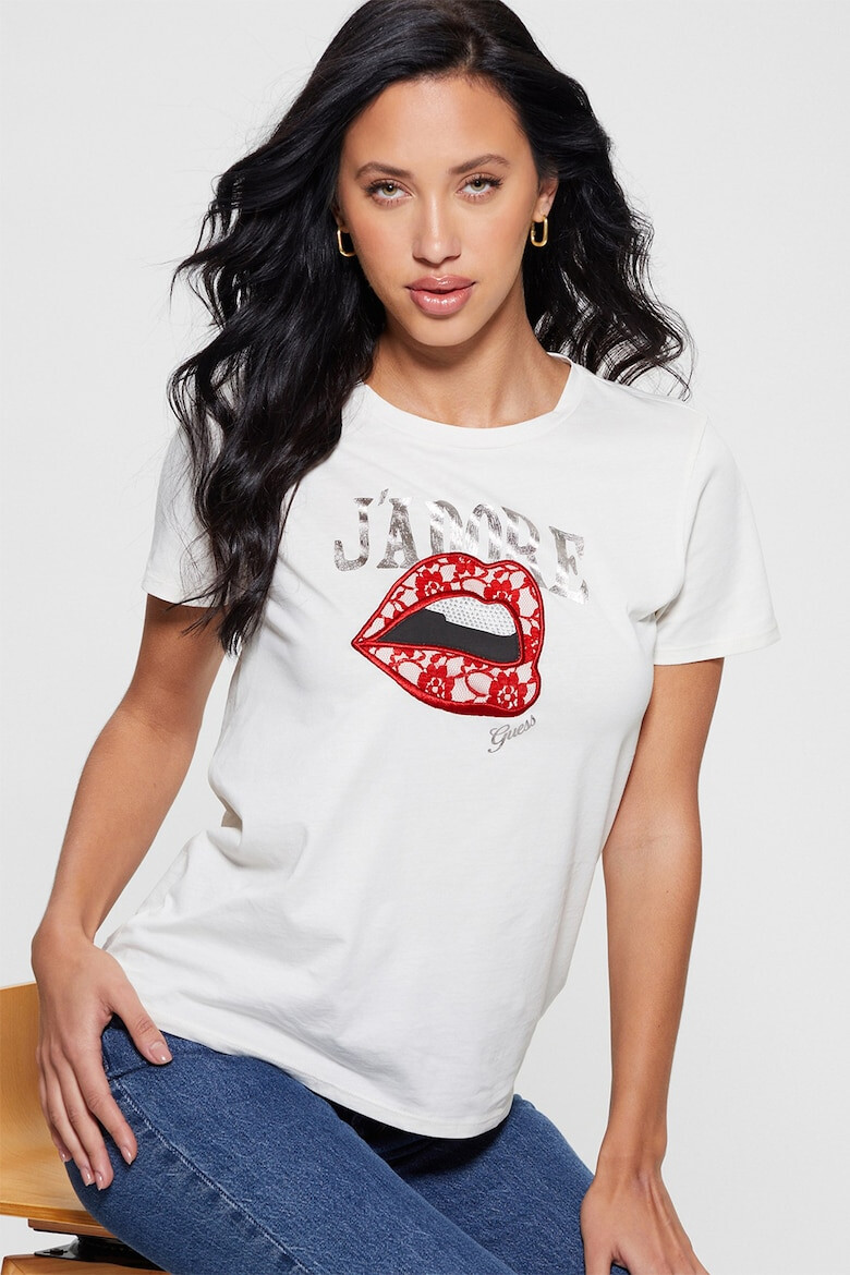 GUESS Tricou cu garnituri de dantela - Pled.ro