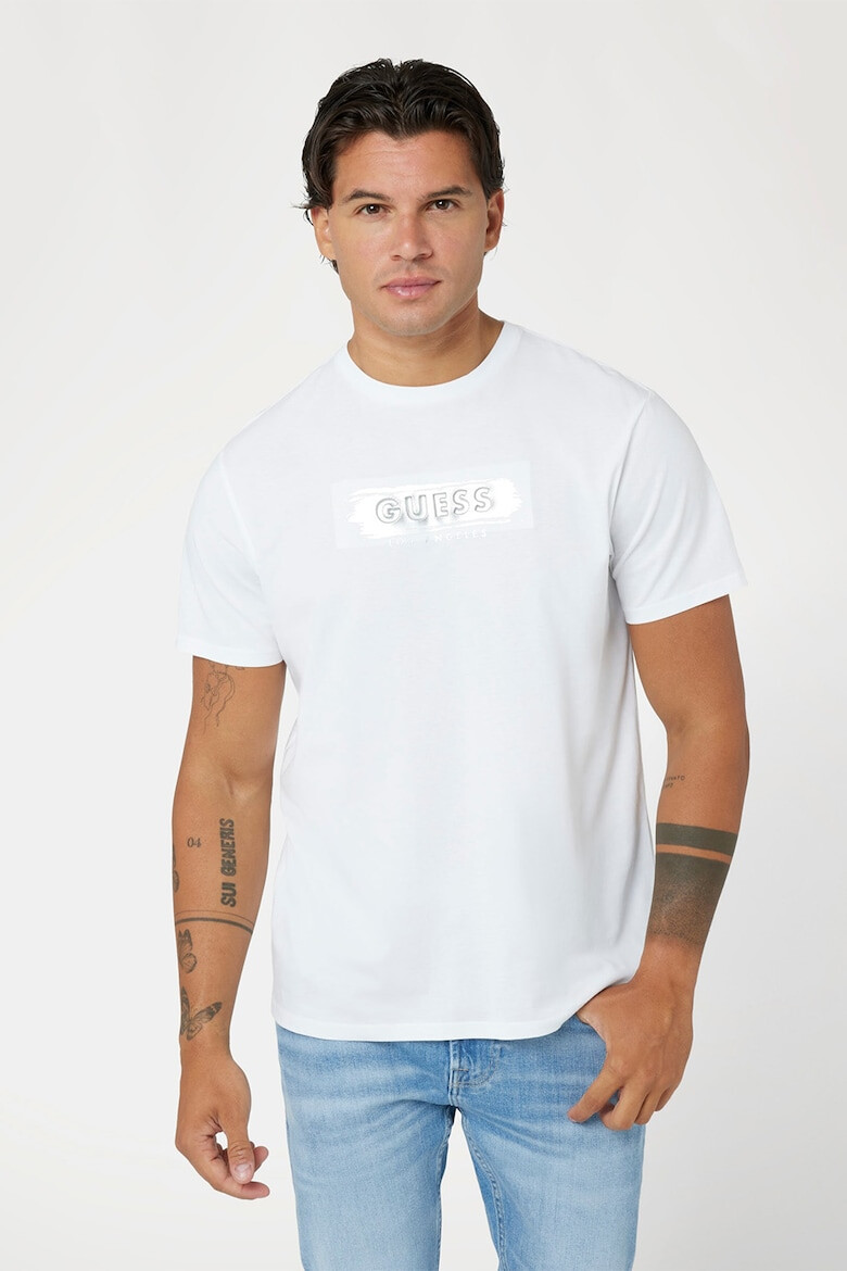 GUESS Tricou cu imprimeu si decolteu la baza gatului - Pled.ro