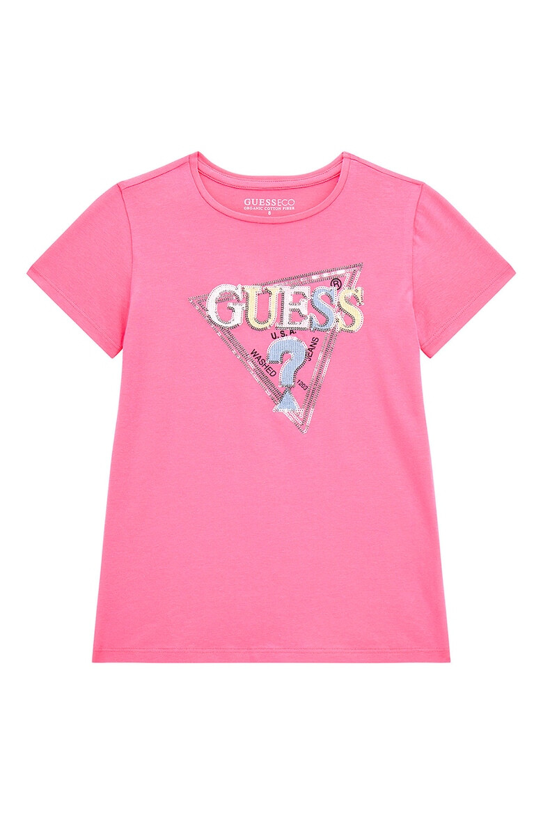 GUESS Tricou cu logo si decolteu la baza gatului - Pled.ro