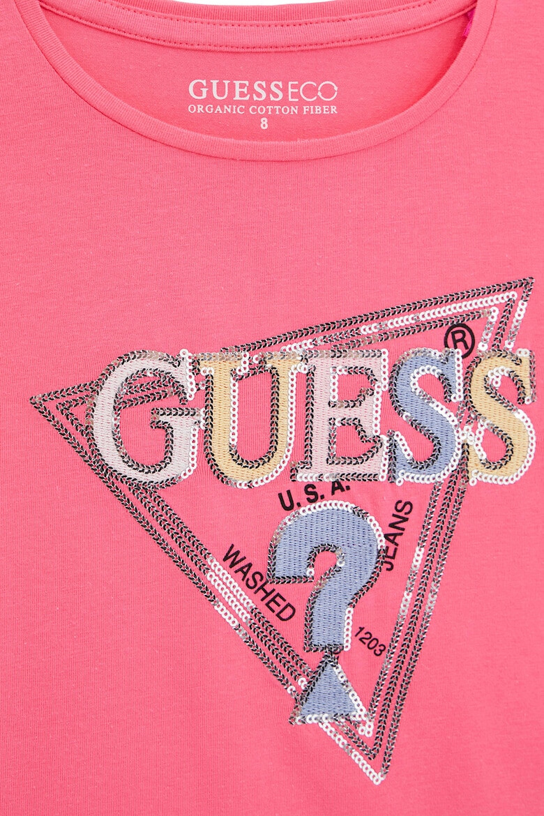 GUESS Tricou cu logo si decolteu la baza gatului - Pled.ro