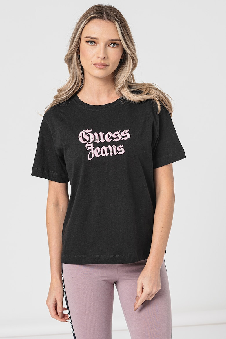 GUESS Tricou cu maneci cazute si logo brodat - Pled.ro