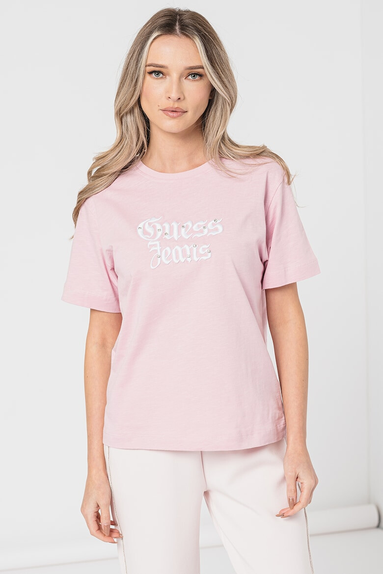 GUESS Tricou cu maneci cazute si logo brodat - Pled.ro