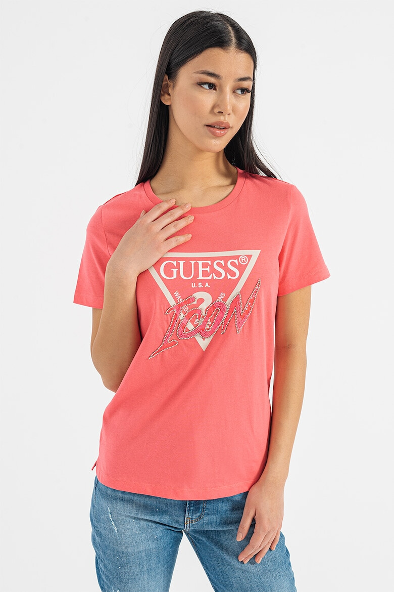 GUESS Tricou cu strasuri si aplicatii cu tinte - Pled.ro