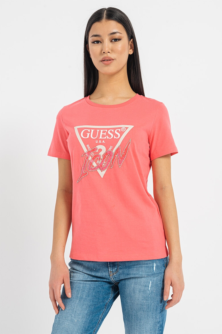 GUESS Tricou cu strasuri si aplicatii cu tinte - Pled.ro